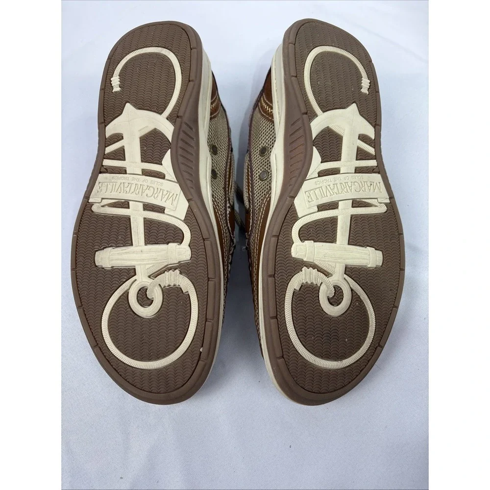 Margaritaville Anchor Men's 9.5 Brown Leather Boat Shoes Casual Nautical Loafers